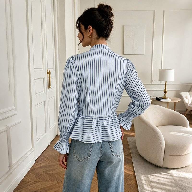 Haut chemise centré à taille rayée