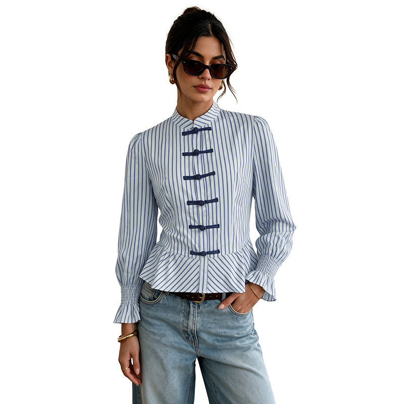 Haut chemise centré à taille rayée