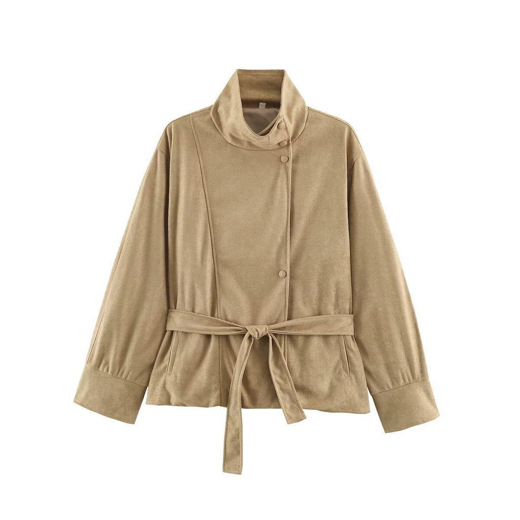 Suede texture effect suede jacket for women