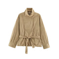 Suede texture effect suede jacket for women
