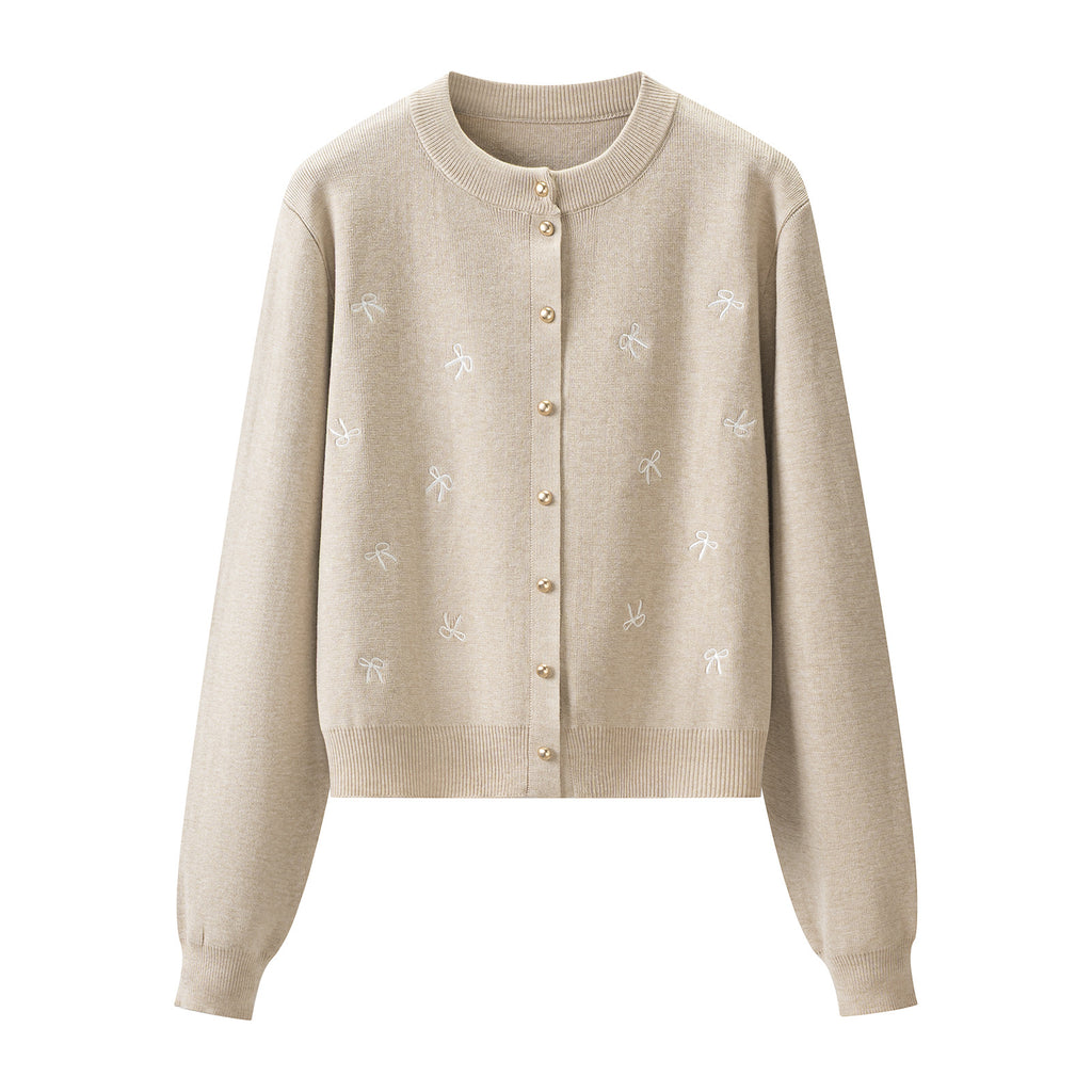 Women's Embroidered Long Sleeve Knit Cardigan and A-Line Mini Skirt Two-Piece Set