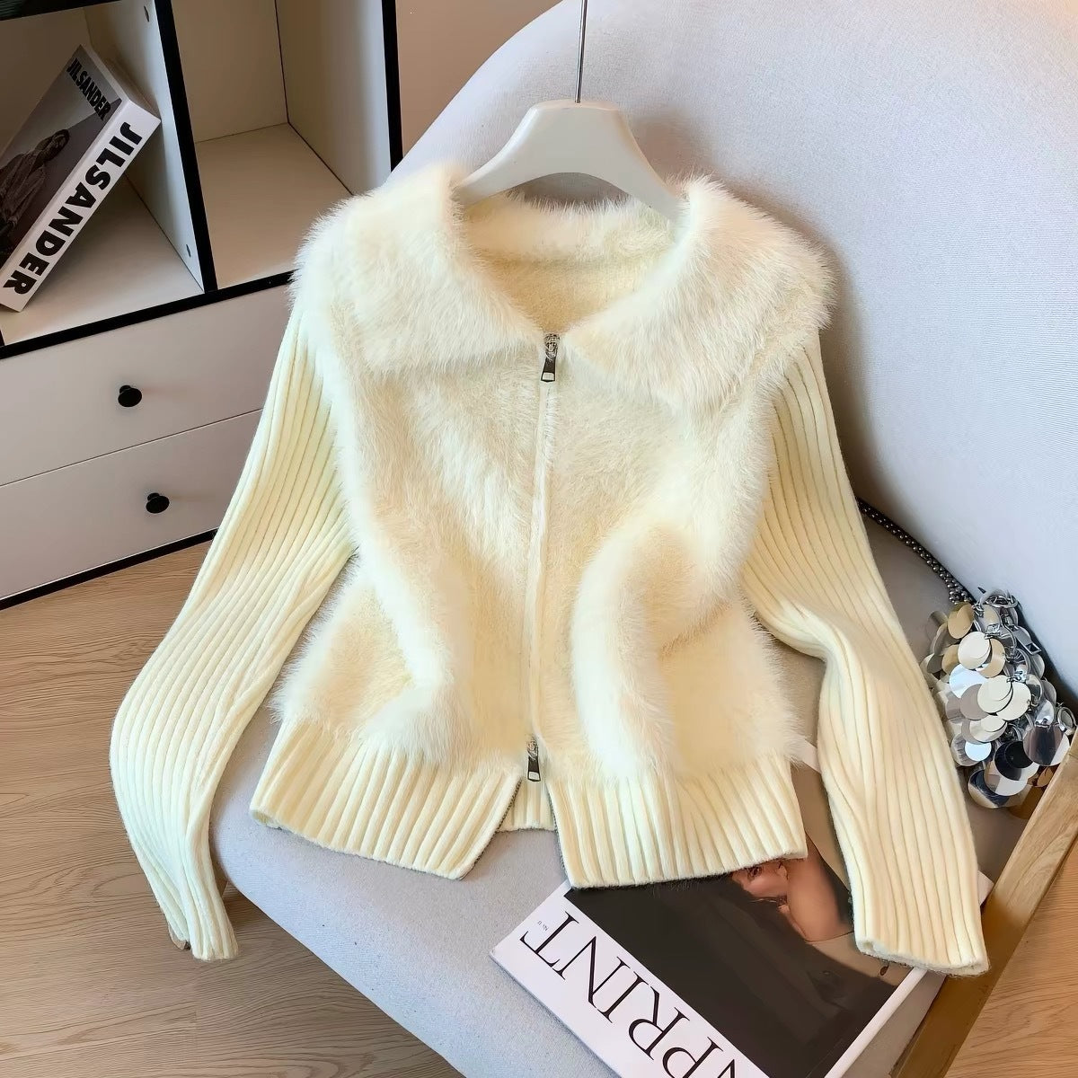 Pull cardigan à double fermeture éclair