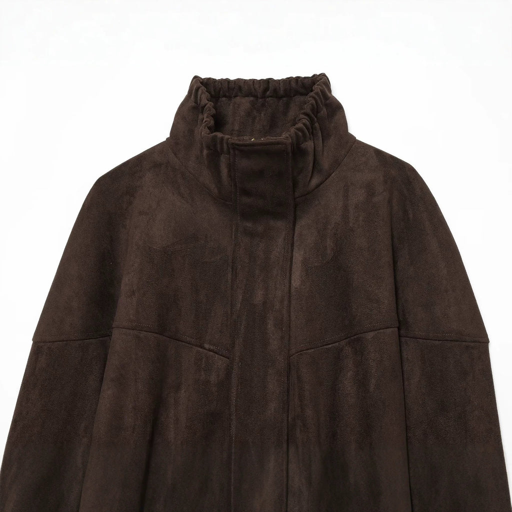 Suede texture effect waist cinching jacket for women