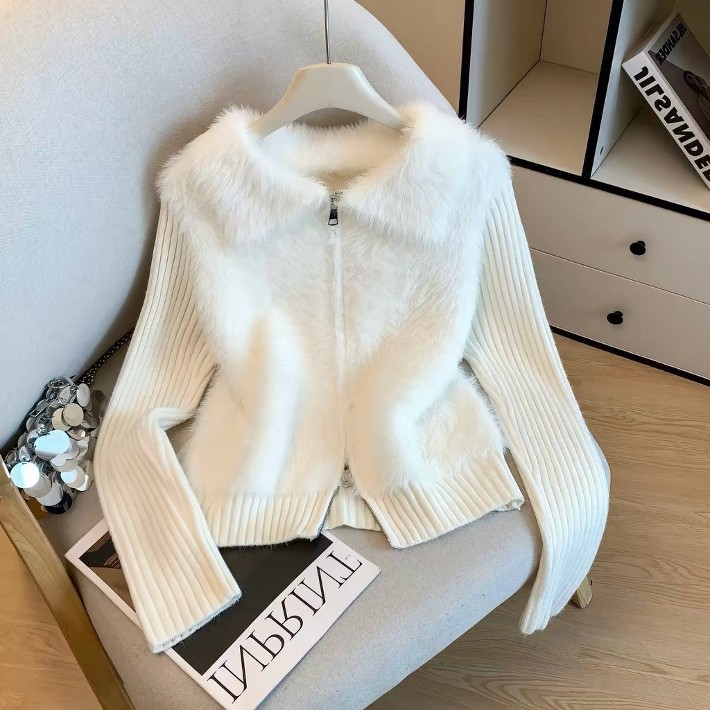 Pull cardigan à double fermeture éclair