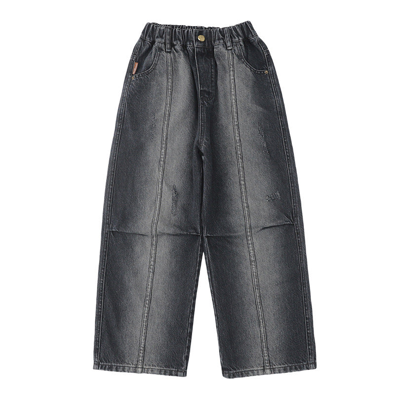 Straight Leg Loose Fit Gradient Denim Casual Pants for Boys