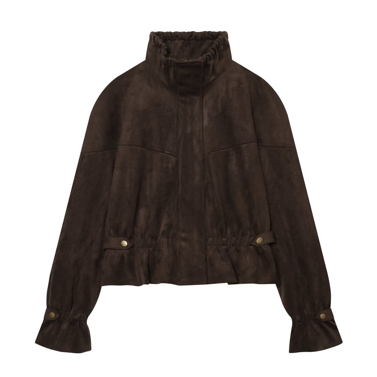 Suede texture effect waist cinching jacket for women