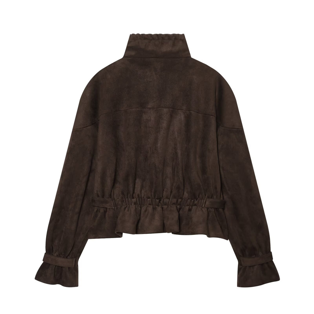 Suede texture effect waist cinching jacket for women