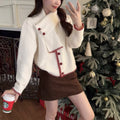 Collision ribbon scarf sweater