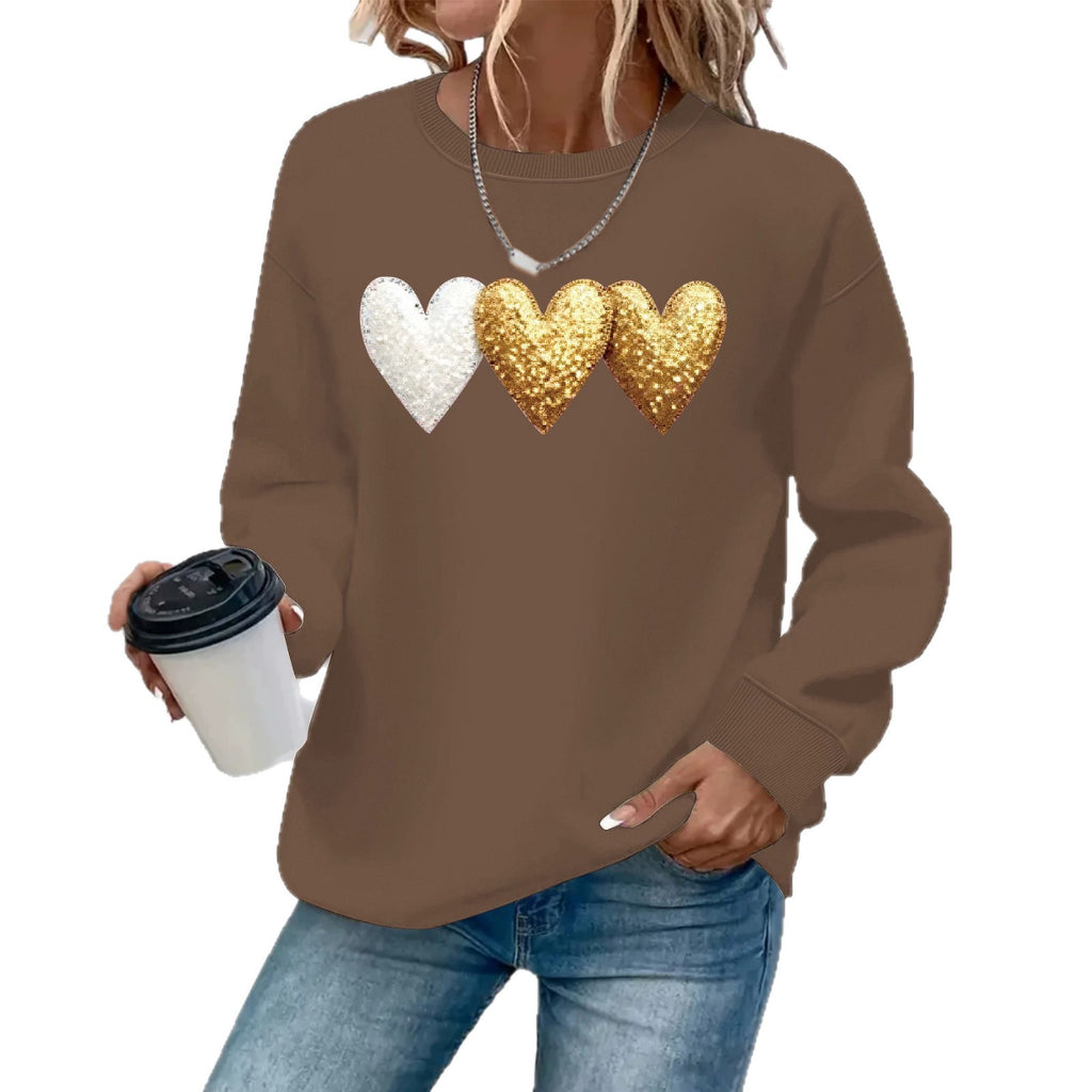 Printed loose women's fleece hoodie
