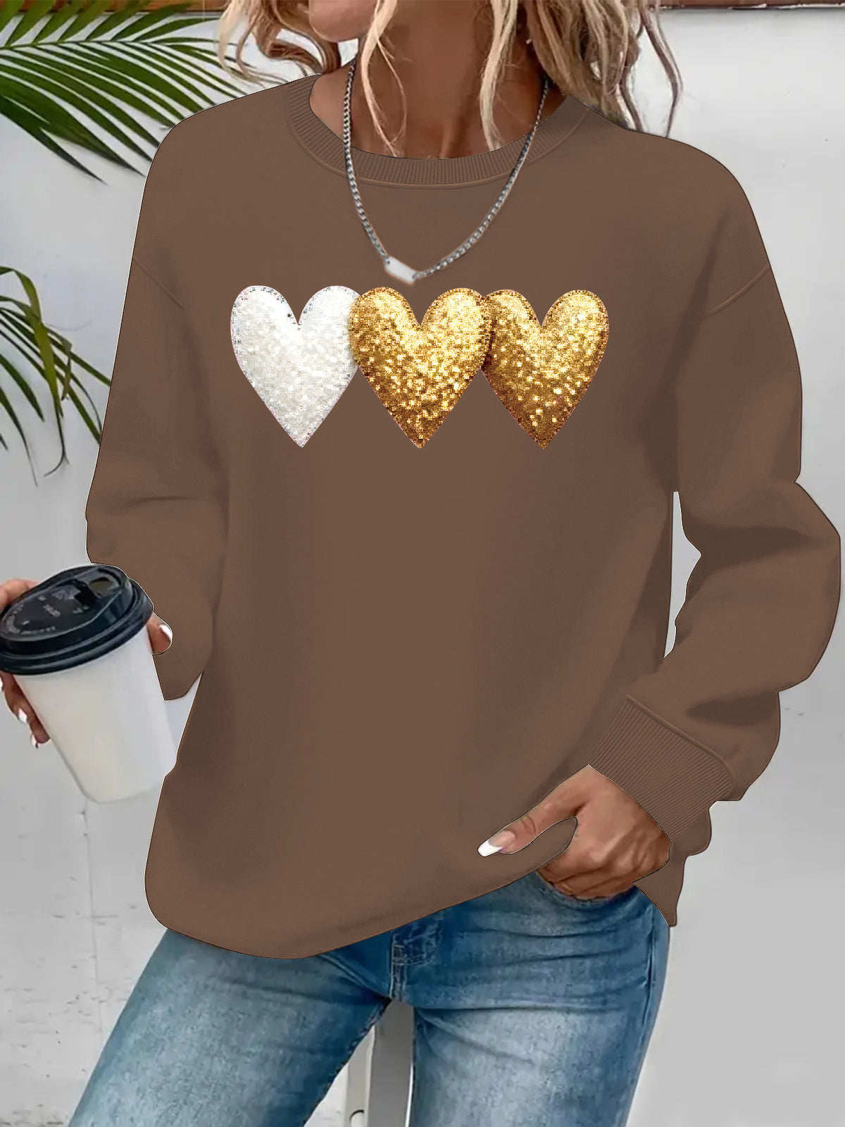 Printed loose women's fleece hoodie