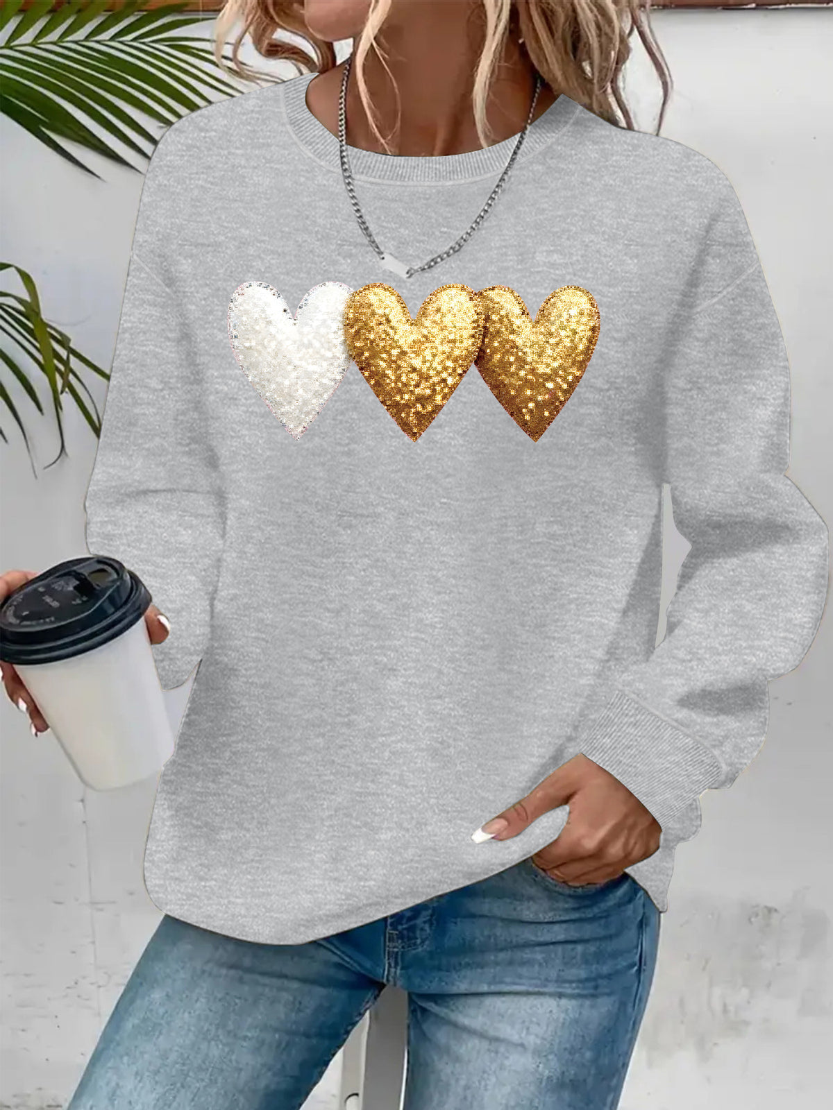 Printed loose women's fleece hoodie
