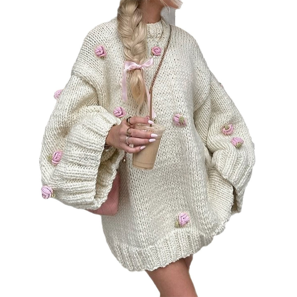 Pull à fleurs brodées