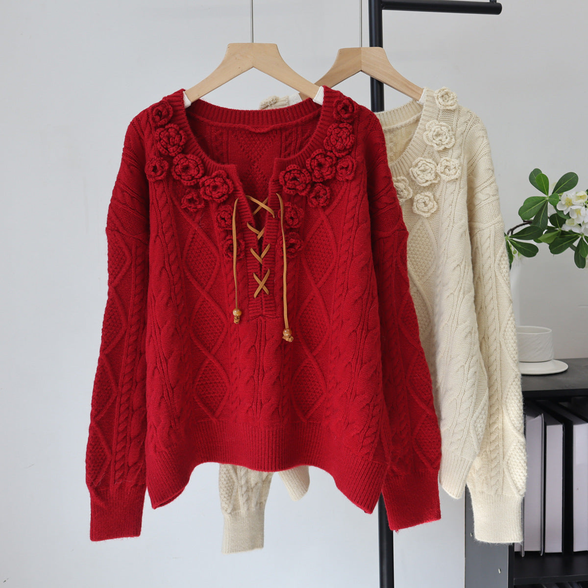 Pull ample à fleurs pour femmes