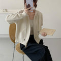 Hooded short cardigan sweater