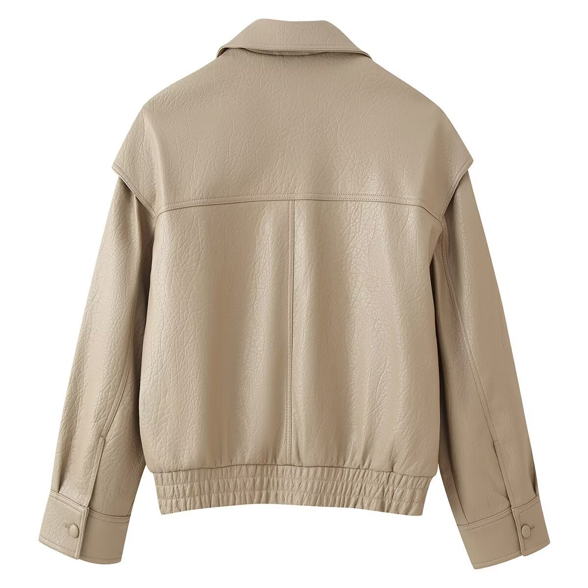 Veste décontractée et ample à double boutonnage en similicuir