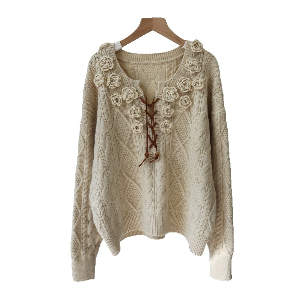 Pull ample à fleurs pour femmes