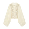 Casual French rope knot decoration lantern sleeve shirt for women