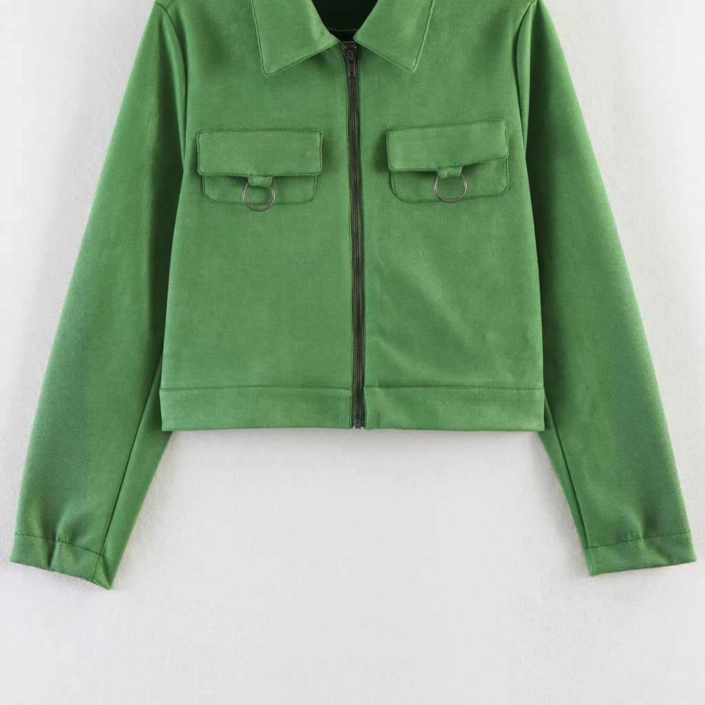 Veste en daim décorative à poche