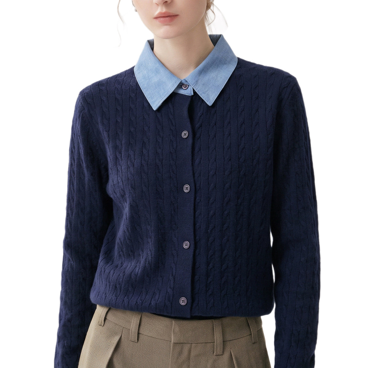 Pull cardigan à col épissé