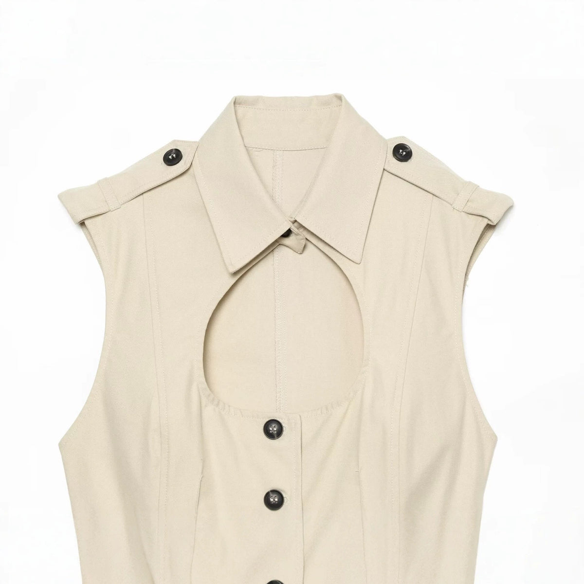 Hollow out split vest style top for women