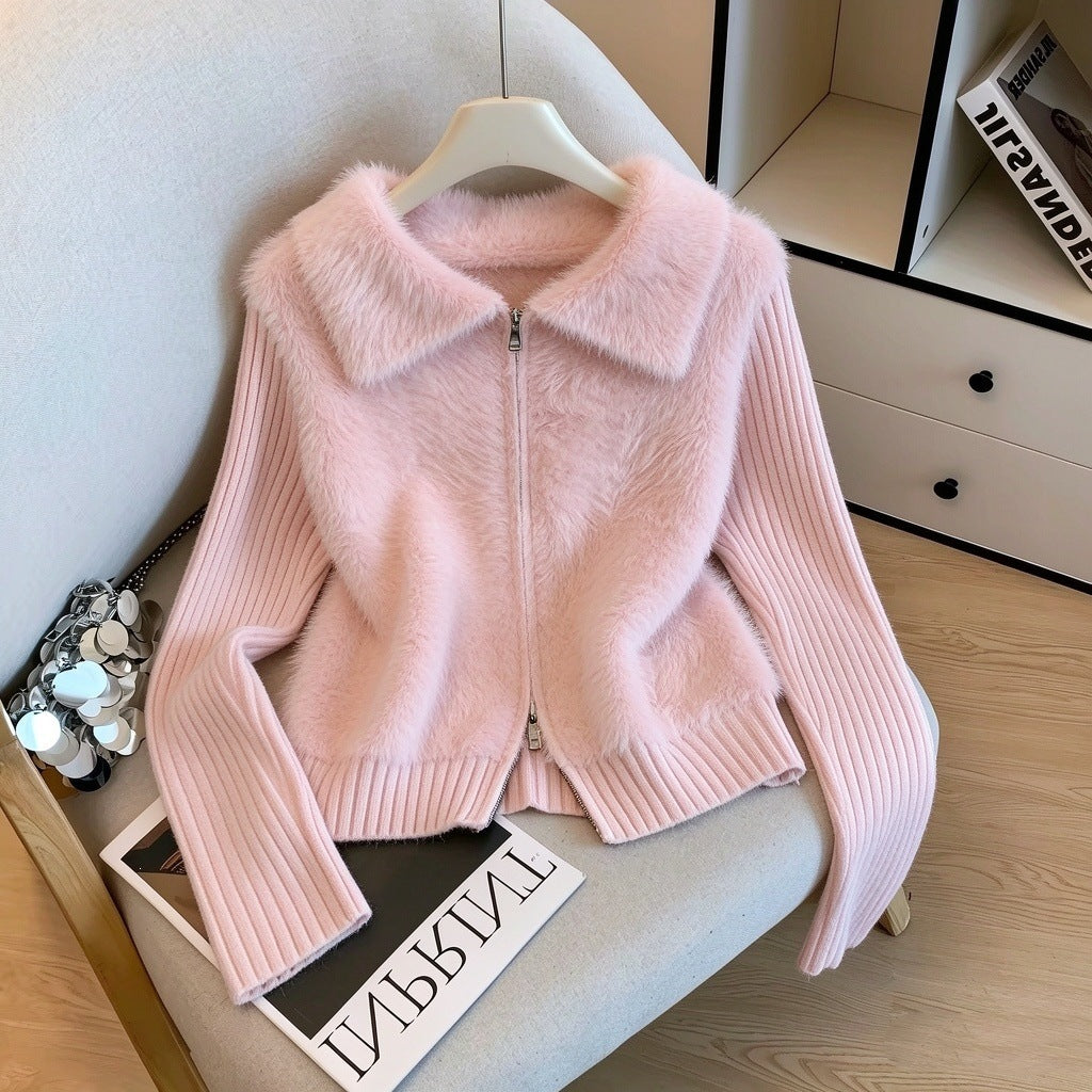 Pull cardigan à double fermeture éclair