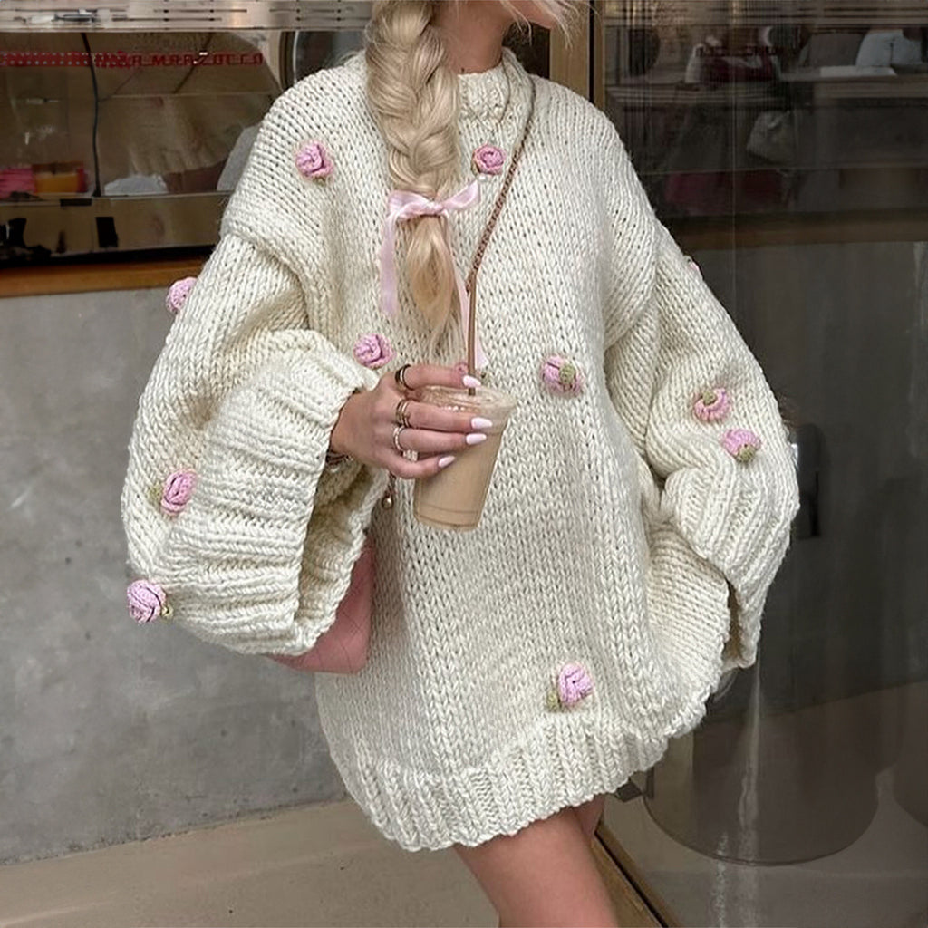 Pull à fleurs brodées
