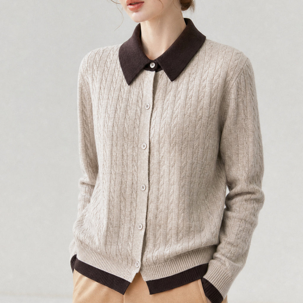 Pull cardigan à col épissé