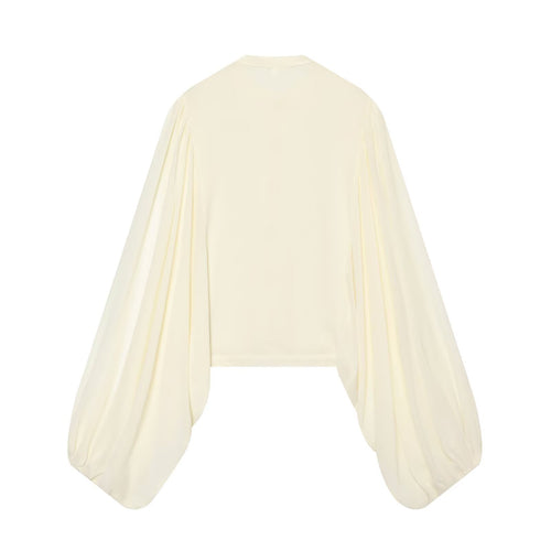 Casual French rope knot decoration lantern sleeve shirt for women