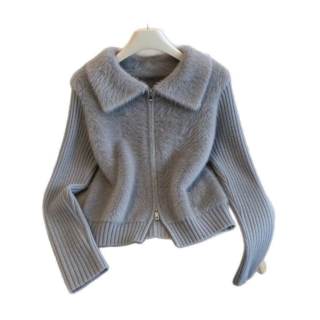 Pull cardigan à double fermeture éclair