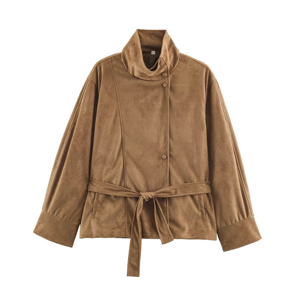 Suede texture effect suede jacket for women