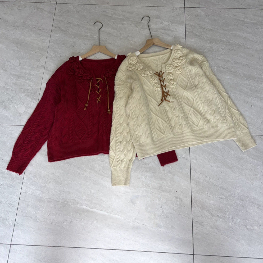 Pull ample à fleurs pour femmes