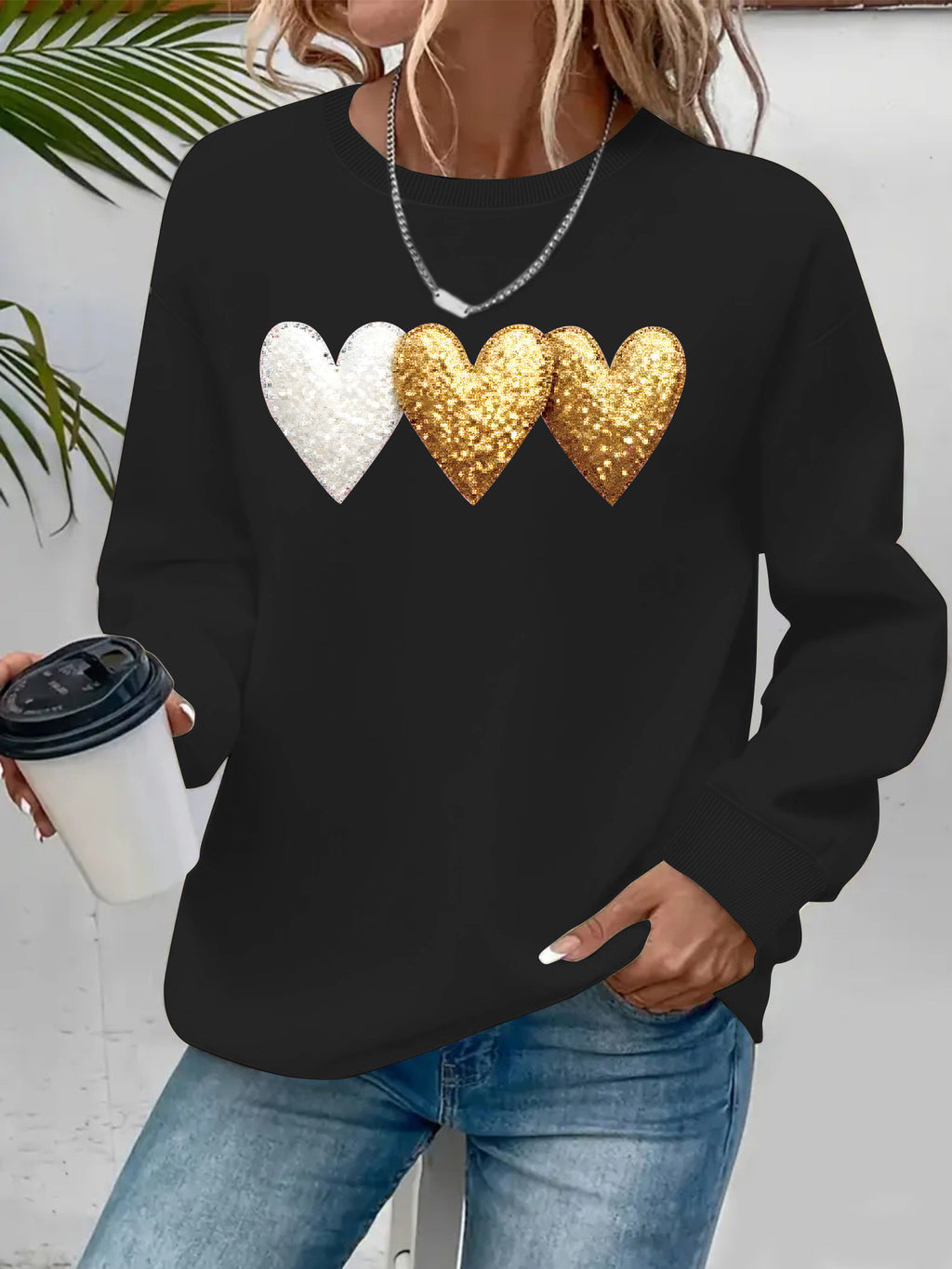 Printed loose women's fleece hoodie