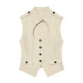 Hollow out split vest style top for women