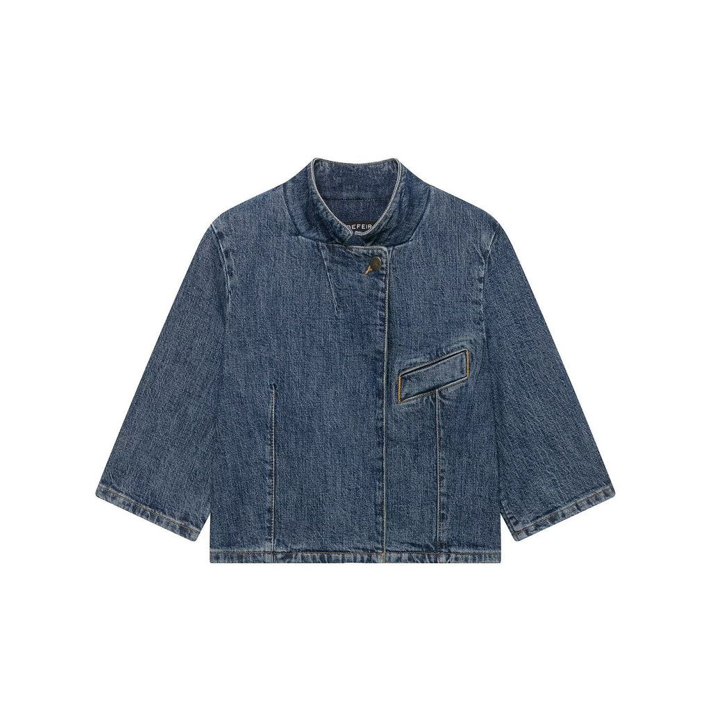 Single breasted denim suit jacket for women