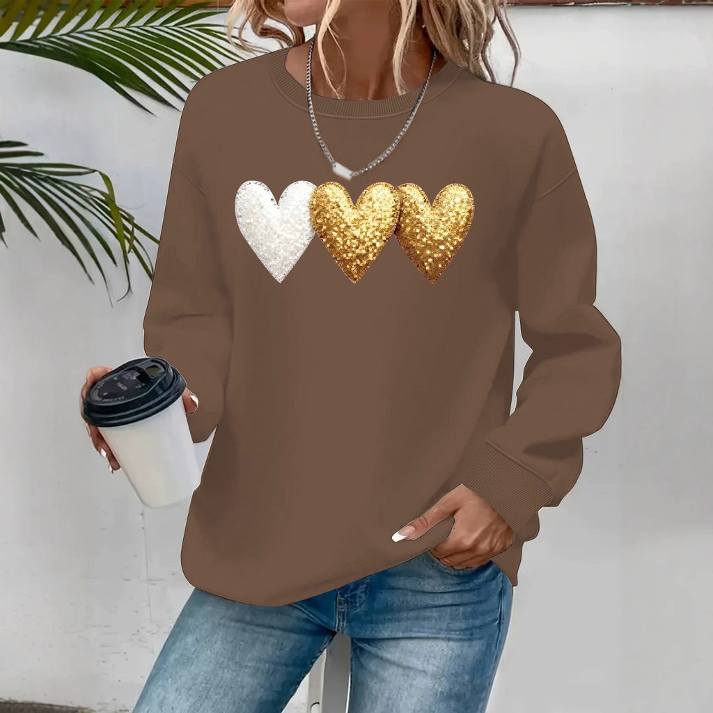 Printed loose women's fleece hoodie