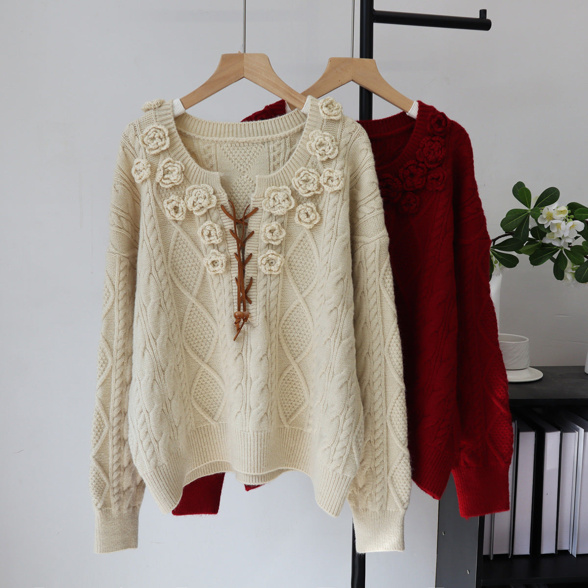 Pull ample à fleurs pour femmes