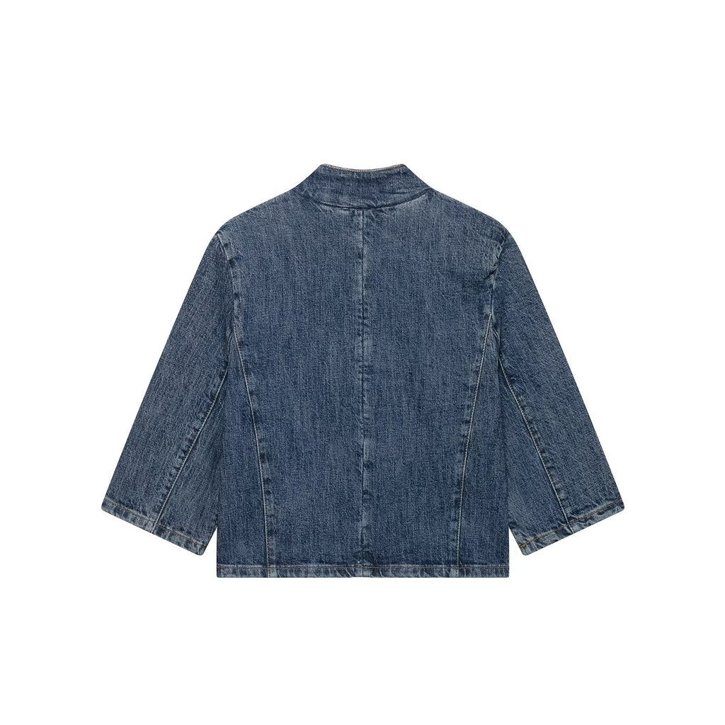 Single breasted denim suit jacket for women