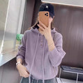 Pull en tricot à capuche à manches longues et fermeture éclair pour femmes Haut décontracté à coupe ample