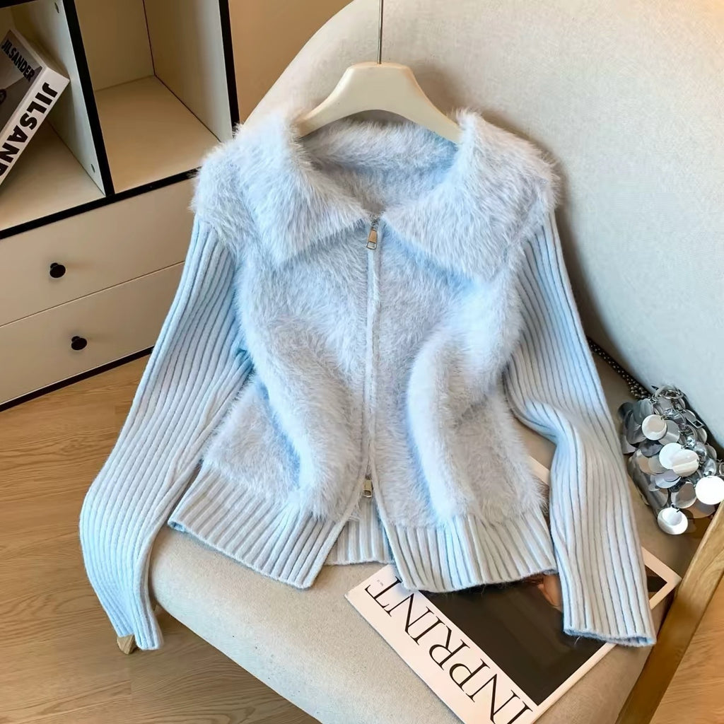 Pull cardigan à double fermeture éclair